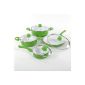 Grafe Stayn 8-piece ceramic saucepan and pan set in different colors (green) (household goods)