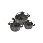 STONELINE aluminum 6-piece pressure cooker set consisting of roast pot and cooking pots, diameter 16 cm, 20 cm and 24 cm, with glass lid and high-quality non-stick coating, for Induction (household goods)