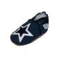 Soft leather baby shoes with suede sole Dotty Fish.  Navy and White Star Design Boy (Textiles)