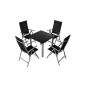 5 piece suite of garden furniture made of aluminum with folding chairs in light gray