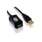 5m (meters) USB 2.0 Repeater / extension cable (Extension Cable) with active signal amplification - signal amplifier / repeater | expandable | gold plated contacts | (Electronics)