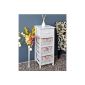 Country House Antique dresser cabinet Bathroom shelf white bedside table with 3 baskets Rosa (Household Goods)