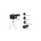HooToo® 5-in-1 Kit objective lens (Fisheye + Wide Angle + 2x + 8x zoom magnification with telescopic tripod attachment system +) for iPhone 4, iPhone 4S (Electronics)