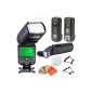 Neewer® * High Speed ​​Sync * E-TTL camera main / Slave Flash Kit for Canon EOS 5D Mark III, 5D Mark II, 1Ds Mark 6D, 5D, 7D, 60D, 50D, 40D, 30D, 300D, 100D, 350D, 400D, 450D, 500D, 550D, 600D, 650D, 700D, 1000D, 1100D / EOS Digital Rebel, SL1, XT, Xti, XSi, T1i, T2i, T3i, T4i, T5i, XS, T3 and other Canon DSLR cameras, includes: 1 x NW985C-II Flash, 1 x diffuser, 1 x 3-in-1 2.4GHz Wireless Flash Trigger, 1 x 35 Color Gel Filter Set, 1 x Deluxe flash -box, 2 x cable (C1-C3 + cable cable) (optional)