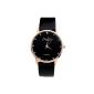 Classic Chic Crystal Point Women Men Business wrist watch, black leather bracelet black dial, quartz analog clock, Best Watch, JS Direct watch (clock)