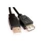 USB 2.0 high-speed cable extension cord A plug to jack black 0.25m (Personal Computers)