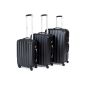 Set of 3 black suitcases Trolley, hard case (Luggage)