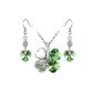 Jewelry Sets four leaf pendant necklace + heart-shaped buckle Swarovski crystals peridot (Jewelry)