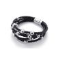 Konov Jewelry Bracelet - Woven - Leather - Stainless Steel - Fantasy - Men and Women - Chain Main - Colour Black Silver - Width 1.2cm - Length 20cm - With Gift Bag - F21630 (Jewelry)