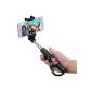 Mpow® iSnap X U shape Self Portrait Monopod Extendable Selfie stick with integrated Bluetooth remote shutter - Black (Electronics)