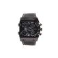 OULM oversized wristwatch Quartz Men 3 time zones leather-black army (Watch)