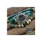 Vakind quartz watch Retro Ladies Bracelet Geflochtes Leather Bracelet Multicolored Fashion Bracelet (Atrovirens) (clock)