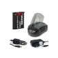 Battery + Charger for PENTAX Optio L36 / L40 Optio / Optio LS1000 LS1100 Optio / Optio M30 / M40 Optio Optio M90 / M900 Optio / Optio RS1000 Optio RS1500 / Optio T30 / Optio V10 Optio W30 (Electronics)