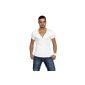 ReRock Mens T-Shirt V-Neck Protect slimfit white S (Textiles)