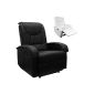 TV armchair made of genuine leather, TV chair, reclining chair, with fold-out footrest, comfortable padding, black color, genuine leather