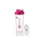 Star Shake by PlanetCaro XL, protein - protein shaker or blender with metal ball or globe for whisk-effect for lump-free especially frothy mix of diet and fitness drinks, BPA free (out of 20 oz / 600 ml, Capacity 28 oz / 800 ml, transparent with pink cover) (household goods)