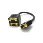 HQ VGA Male to 2 x Female VGA cable distribution Y adapter Gilded connections 20 cm (Electronics)