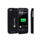 iOS 8.1.3 & iOS 8 compatible and iOS 7 and iOS 7.1.2 compatible for iPhone 5s iPhone 5 External Battery Charger Power Bank in ultra-compact, sleek design of iPhone 5S iPhone 5 with integrated 2.200mAh POWER Battery Pack Battery Case Cover spare battery PowerPack Cover - Black (Electronics)