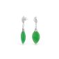 Bling Jewelry Drop Earring jade green sheet form and Sterling Silver Ideal for Mother's Day (Jewelry)