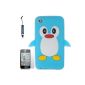 pale blue light Cute Penguin Penguin Shell Case Cover for Apple iPod Touch 4th Generation Gen 4 4G mini pen + screen protector (Wireless Phone Accessory)