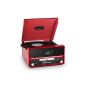 Auna RTT 1922 - retro multimedia stereo with turntable, MP3, CD player, USB, FM radio, AUX (Scan function) - Red (Electronics)