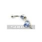 SODIAL (R) 316L Surgical Steel Body Piercing / belly navel ring rhinestone blue heart (Jewelry)
