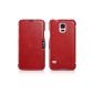 Luxury Leather Case for Samsung Galaxy S5 / model: Luxury / side hinged / ultraslim / genuine leather / Folder Case / vintage style / color: Red (Electronics)