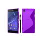 BAAS® Sony Xperia Z2 - Purple S-Line Silicone Gel Case + 2X Screen Protector Film + Stylus (Electronics)