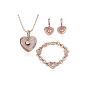 CuteEdison® heart jewelry 18K Plated Jewelry Ladies Necklace Earrings Bracelet (Rose Gold) (Jewelry)