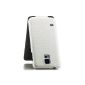 Saxonia.  Carbon Flip Case for Samsung Galaxy S5 SM-G900F G900 i9600 modern cell phone pocket and practical protection.  White (Electronics)