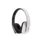 White Label Bassone Bluetooth V4.0 Headset Wireless Stereo Headphone with Bluetooth hands-free function, built-in microphone Foldable Stereo Headset (White) (Wireless Phone Accessory)