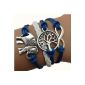 Infinity bracelet Tree of Life and Elephant / Infinity / One Direction / Love - Blue / Silver (Jewelry)