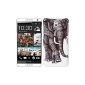 kwmobile® Elephant Pattern Hard Case for HTC Desire White 610 Black (Wireless Phone Accessory)