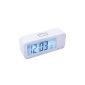DBPOWER® Creative Intelligence Alarm Clock Lichtwecker days lazy snooze mute touch-sensitive alarm (LCD screen, with temperature display, calendar, 24-hour / 12 hour Conversion) Rechargeable Lithium Battery, White (Kitchen)