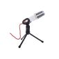 Andoer Mic Wired condenser microphone holder clip chatting singing Karaoke PC Laptop (White) (Personal Computers)