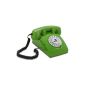 Opis 60s cable - Retro phone sixties vintage design with dial and metal bell (green) (Office supplies & stationery)