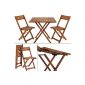 Garden furniture 2 1 Folding chairs oiled acacia wood table terrace balcony