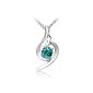 Ladies pendant Swarovski crystal iridescent blue-green color (height with bélière 2.5 cm) and chain (length 50 cm) (Jewelry)