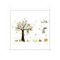 Jungle monkey forest animal, squirrel and owl swing set on colorful tree wall sticker wall stickers for children scrolling games room (Baby Care)