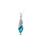Aquamarine blue crystal pendant Diamente Rhodium Silver necklace with chain 45cm Jewellery (Jewelry)