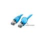 TPFNet 0.25m CAT.5e - CAT5e Premium Ethernet LAN Patch Cable - network cable - LAN Cable - patch cable - Ethernet cable with anti-kink sleeve blue (RJ45, Cat 5e, twisted pair, SF / UTP shielded (double overall shield foil and braid) 1000 Mbit / s ) (Electronics)