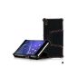 LEICKE MANNA | luxury protective shell Cover Case for Sony Xperia Z2 Stand GENUINE LEATHER * elegant | LEATHER NAPPA 'Meerana' | With the introduction function (ideal for viewing video and text) (Accessory)
