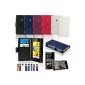 Nokia Lumia 520 Case - SAVFY® - Protective Case PU Leather Wallet + PEN + SCREEN FILM OFFERED!  Lot 3in1 Accessories Pouch Case Cover For Nokia Lumia 520 - Black (Electronics)
