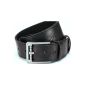Leather belt with PU, black with designer buckle, beautiful embossing (Clothing)