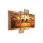 Pictures & Prints Prestigeart, 0006461a image on canvas XXL, mural, Africa sunset, 120 x 90 cm, 4 parts