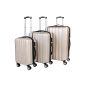 Set of champagne rigid suitcases with wheels