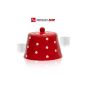 44308 - Sugar Bowl red / white dots, ceramics