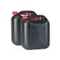 Jerrycans 20 liters - 2 pieces - black with red spout