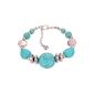 Yazilind charming handmade jewelry ethnic Tibetan silver round Teardrop Turquoise Bracelet Gift (Jewelry)