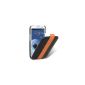 Melkco - ultra slim flip leather case for Samsung Galaxy S3 (i9300) Black / Orange (Electronics)